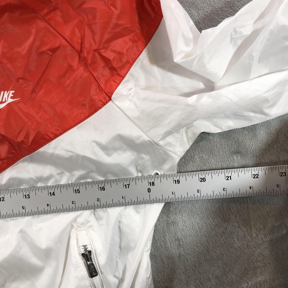 Nike Windbreaker Jacket Kids Large Red White Hooded Zip Colorblock 374897-101 - Picture 6 of 16
